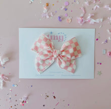 Load image into Gallery viewer, Pink Checkered Sailor Bow