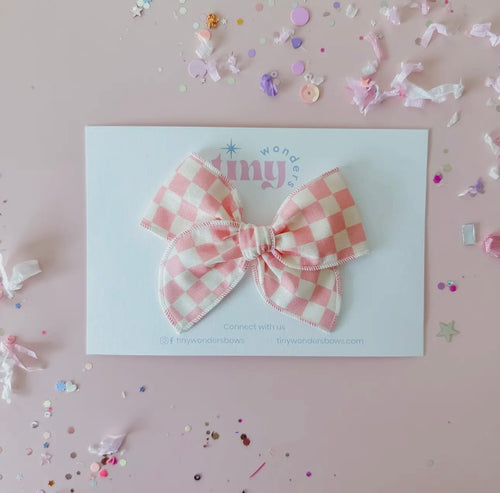 Pink Checkered Sailor Bow