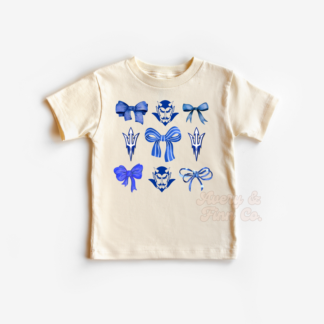 Blue Devils Coquette Bow Tshirt- Ivory