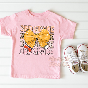 Third Grade Pencil Bow Tshirt