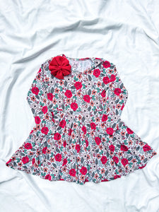 Christmas Floral Bamboo Twirl Dress