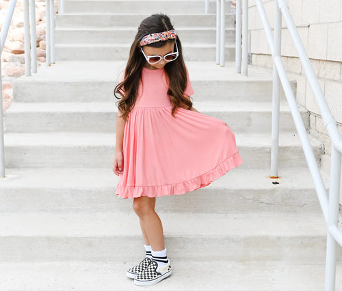 Coral Ruffle Dress