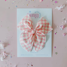 Load image into Gallery viewer, Pink Checkered Sailor Bow