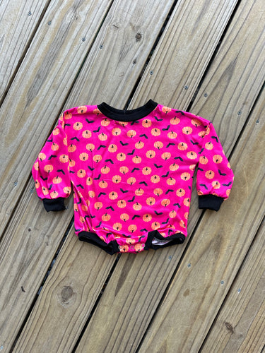 Girly Pumpkins and Bats Bubble Romper