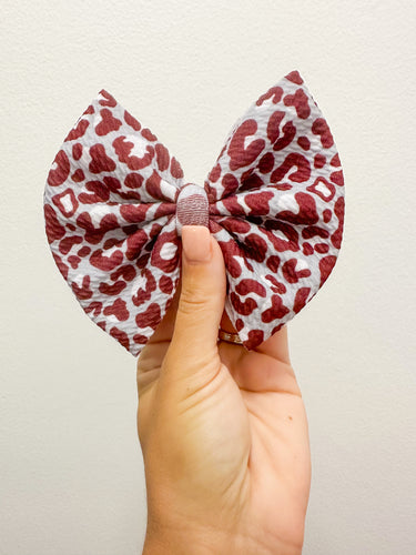 Maroon Leopard Bow