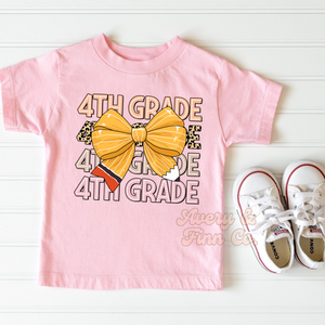 Fourth Grade Pencil Bow Tshirt