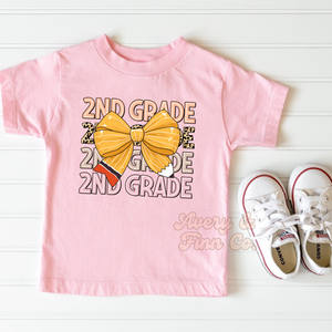 Second Grade Pencil Bow Tshirt