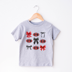 Red Devils Coquette Bow Tshirt- Grey