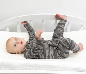 Camo Ribbed Bamboo Zip Romper